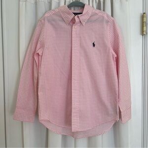 polo raloh lauren boys pink plaid button up shirt